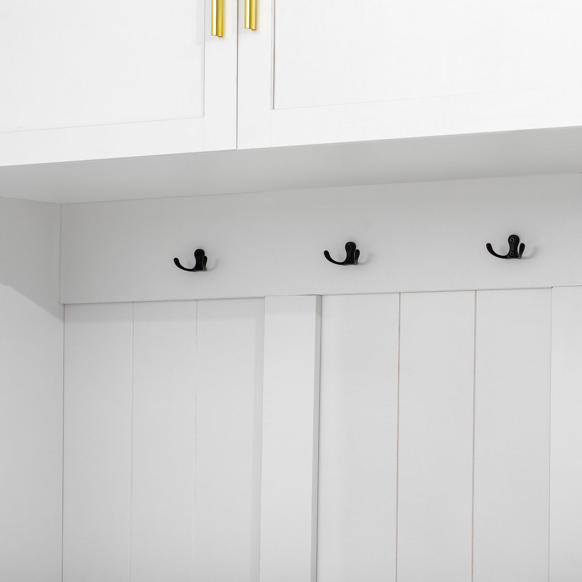 variant-group:rf-n724sj000167aak|Roomfitters American Style Extra-Wide Hall Tree with Padded Cushion Seat, Ancient White