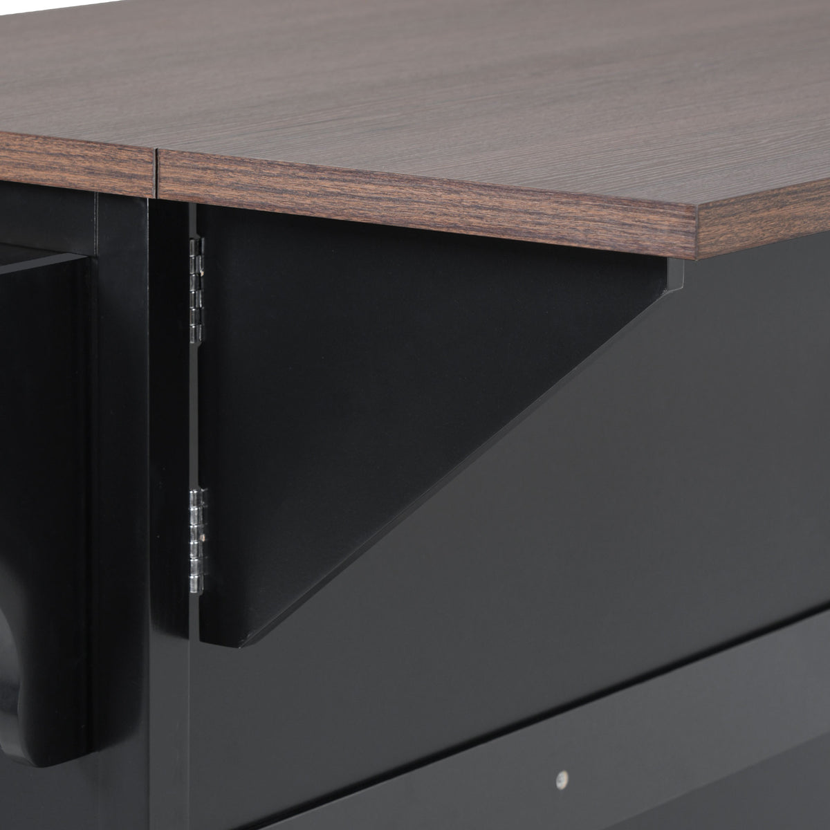 variant-group:rf-n707s300277b|Roomfitters 54.9" Kitchen Island with Drop Leaf, Rolling Kitchen Cart with Barn Door and Glass Door, Storage Cabinet, Black