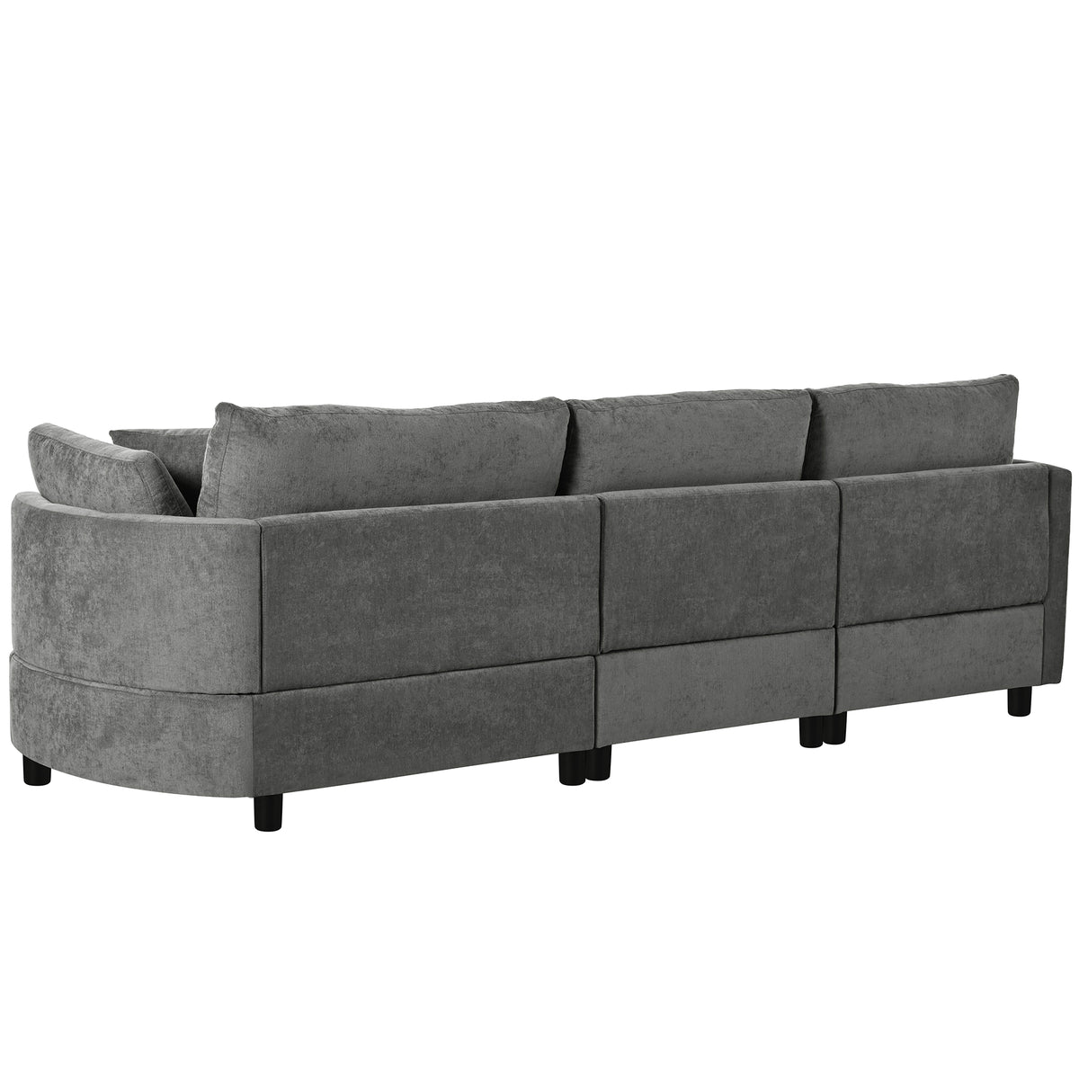 variant-group:rf-n711wy000461aae|Roomfitters 107" Chenille Fabric 3-Piece Sectional Sofa, Modern Large L-Shaped Couch with Rounded Curved Chaise, Grey