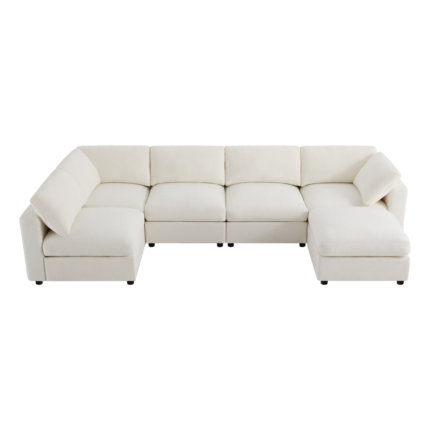 variant-group:rf-n723s9792a|Roomfitters 129 Inch Oversized U-Shaped Modular Sectional Sofa, Large Upholstered Living Room Seating Couch Furniture, White