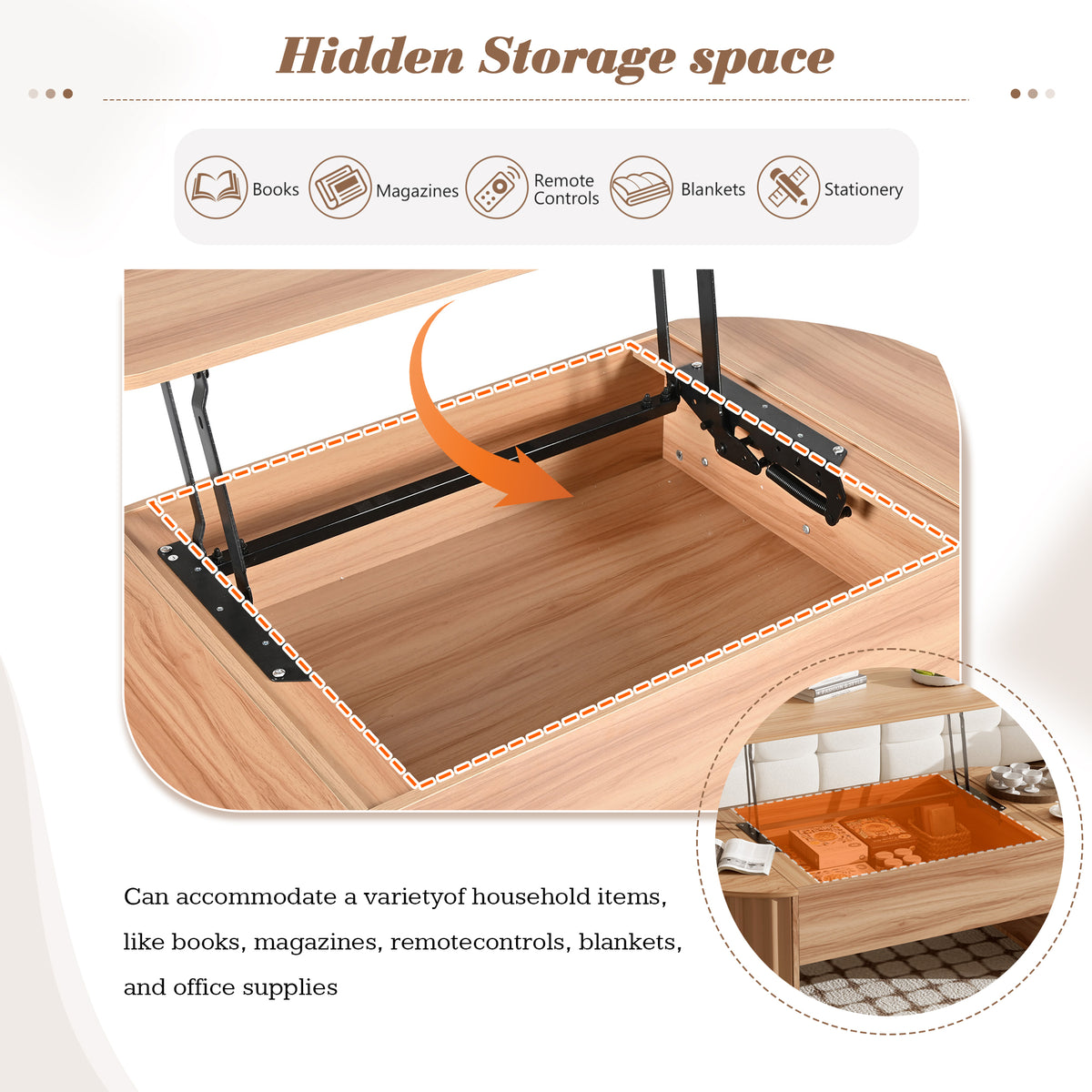 variant-group:rf-n724p391007n|Roomfitters 47.2" Lift Top Coffee Table with Hidden Compartment, Oval Center Table, Acacia