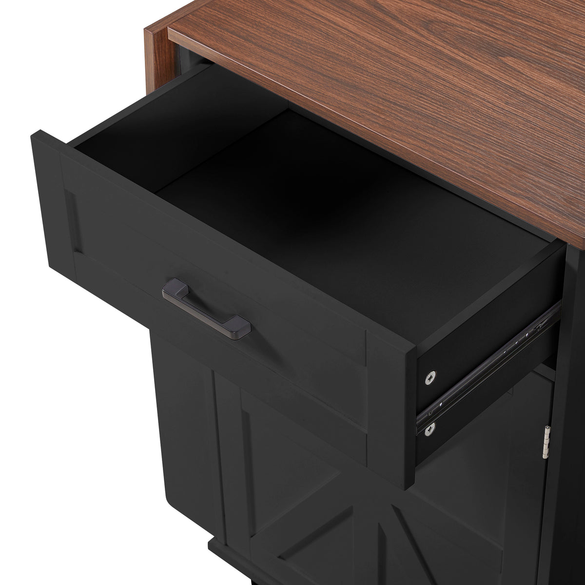 variant-group:rf-n707p404539b|Roomfitters 39.3" Kitchen Island with Drop Leaf, Rolling Kitchen Cart with Storage Drawer and Spice Rack, Modern Style, Black