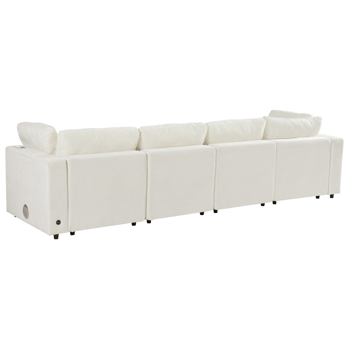 Roomfitters Upholstered Modular Sofa with Storage, 4-Seater Chenille Sectional, Smart Charging Hub, Bluetooth Speaker Roomfitters