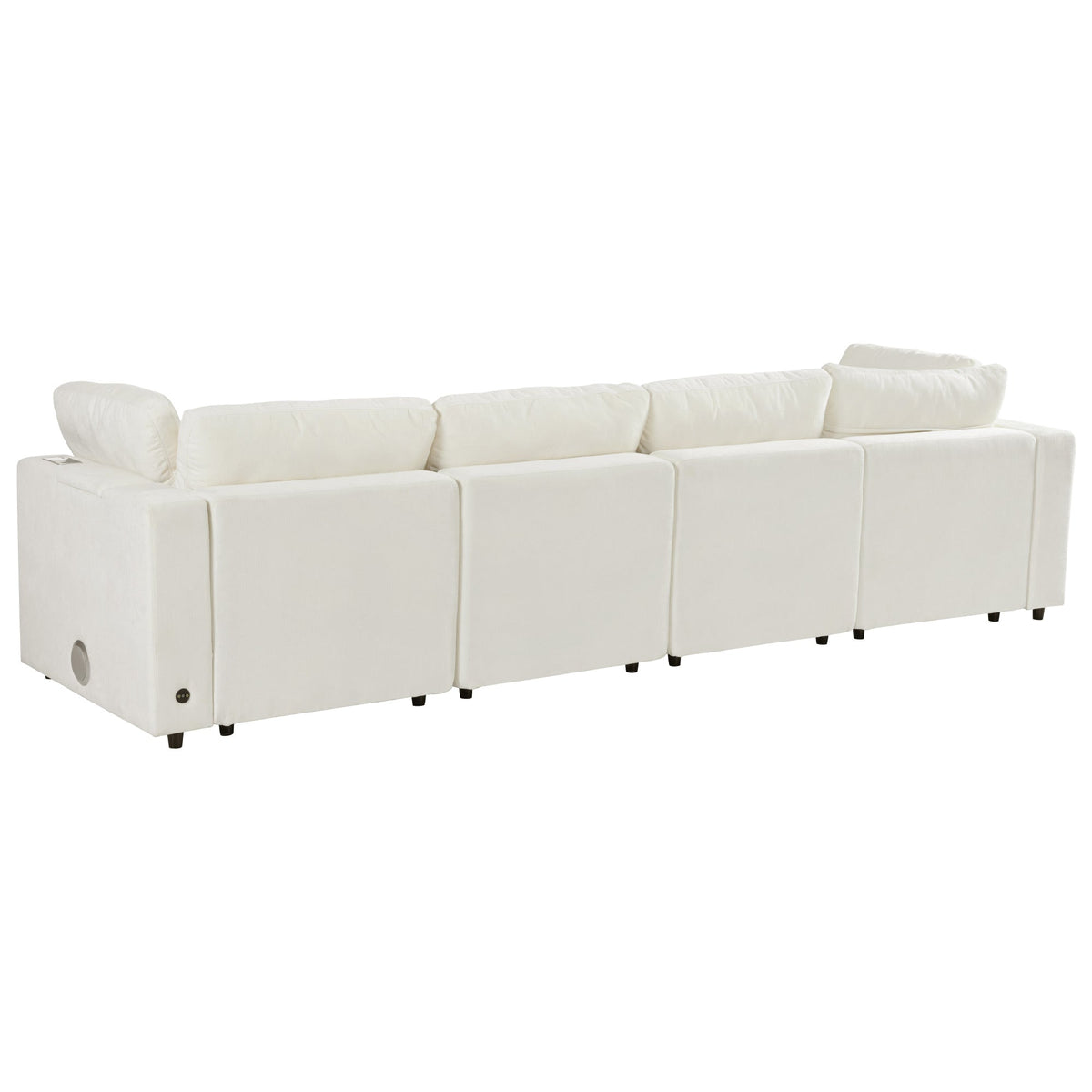 Roomfitters 133.5" Upholstered Modular Sectional Sofa with Storage Space and Built-in USB Charging for Living Room, Beige Roomfitters