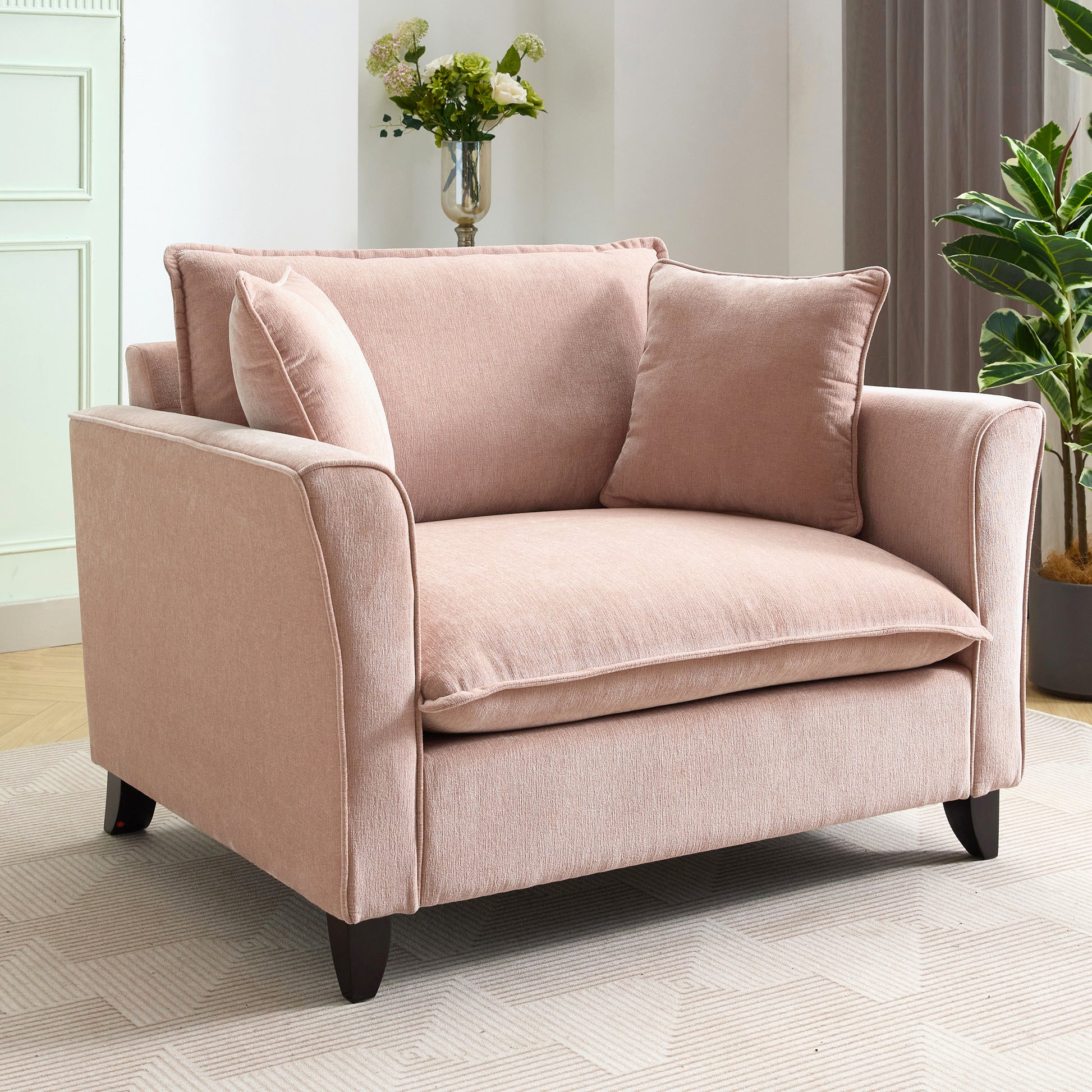 variant-group:rf-n701p379404p|Roomfitters 46.3 Inch Oversized Armchair, Chenille Comfy Accent Chair and a Half Sofa, Rubberwood Legs Pillow, Pink