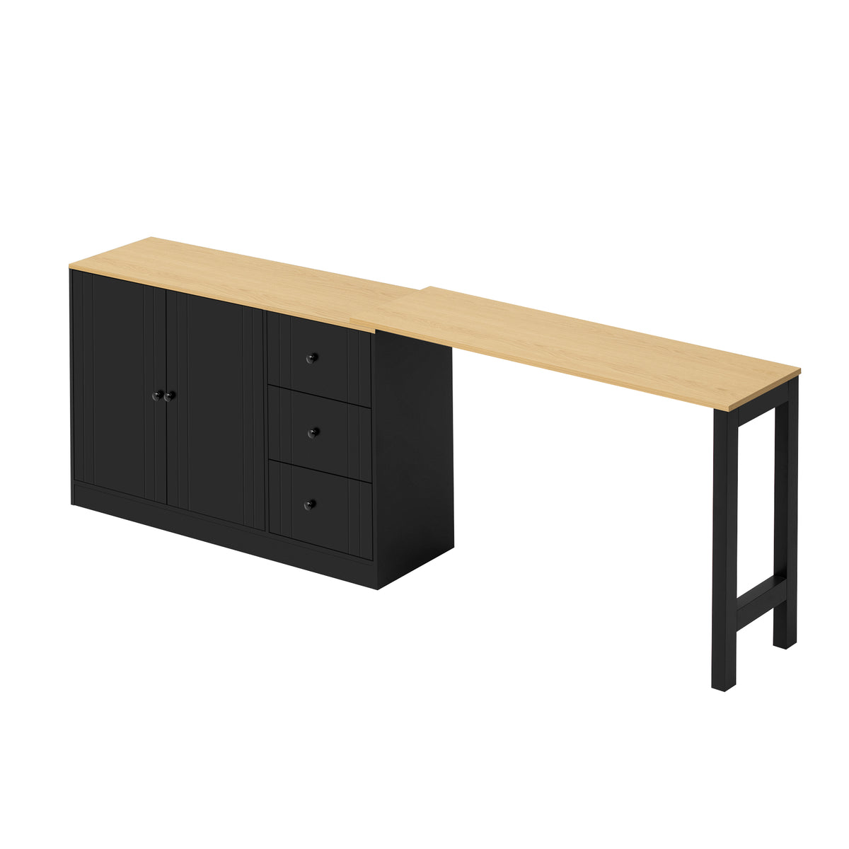 variant-group:rf-n711p334768o|Roomfitters Extendable Sideboard Buffet Cabinet with Storage, Multifunctional Console Table for Dining Room, Black+Natural