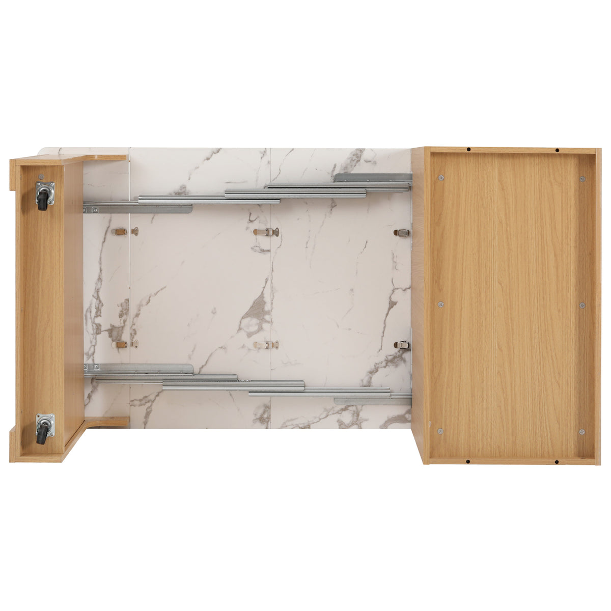variant-group:rf-n707s000017y|Roomfitters 59.5" Kitchen Island with 41.8" Extendable Dining Table, Double-Sided Storage, Power Outlet, 2 Drawers, Natural