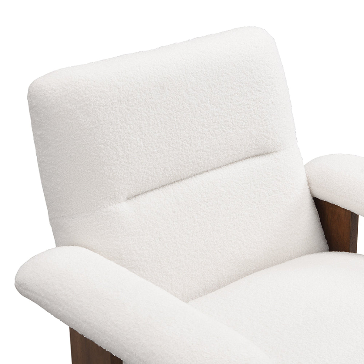 Roomfitters Mid-Century Accent Chair with Ottoman, Fabric Upholstered Armchair and Footrest Set with Wood Frame, White Roomfitters