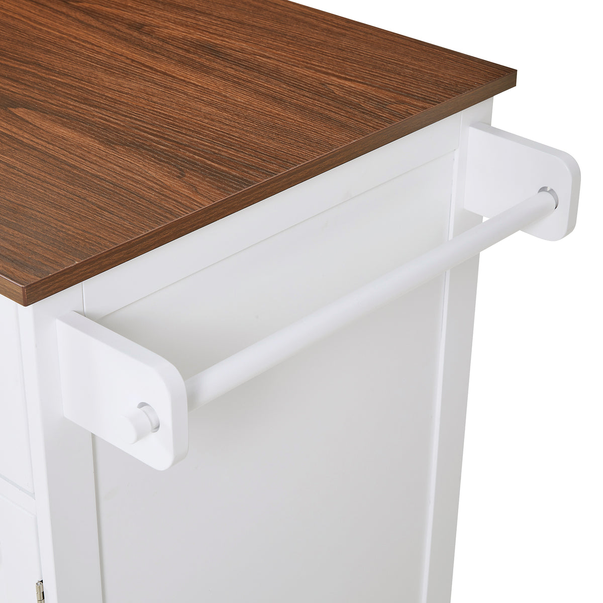 variant-group:rf-n707p404539w|Roomfitters 39.3" Kitchen Island with Drop Leaf, Rolling Kitchen Cart with Storage Drawer and Spice Rack, Modern Style, White