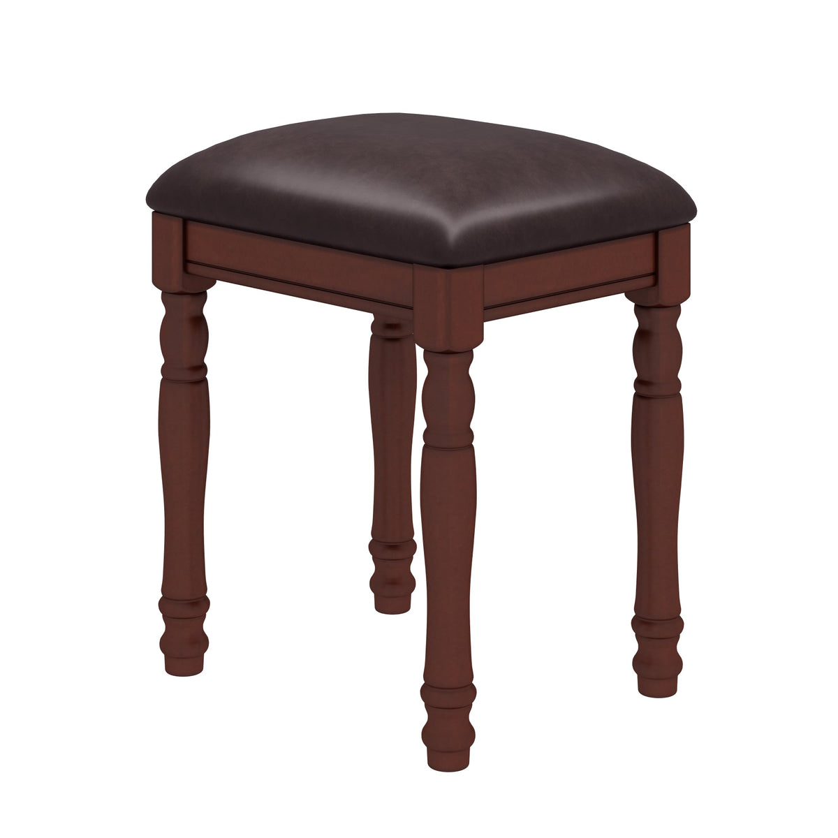 Roomfitters Vintage Vanity Desk with Adjustable Mirror, Makeup Table and Cushioned Stool Set, Wooden Dressing Table with 5 Drawers and Velvet Lining, Walnut