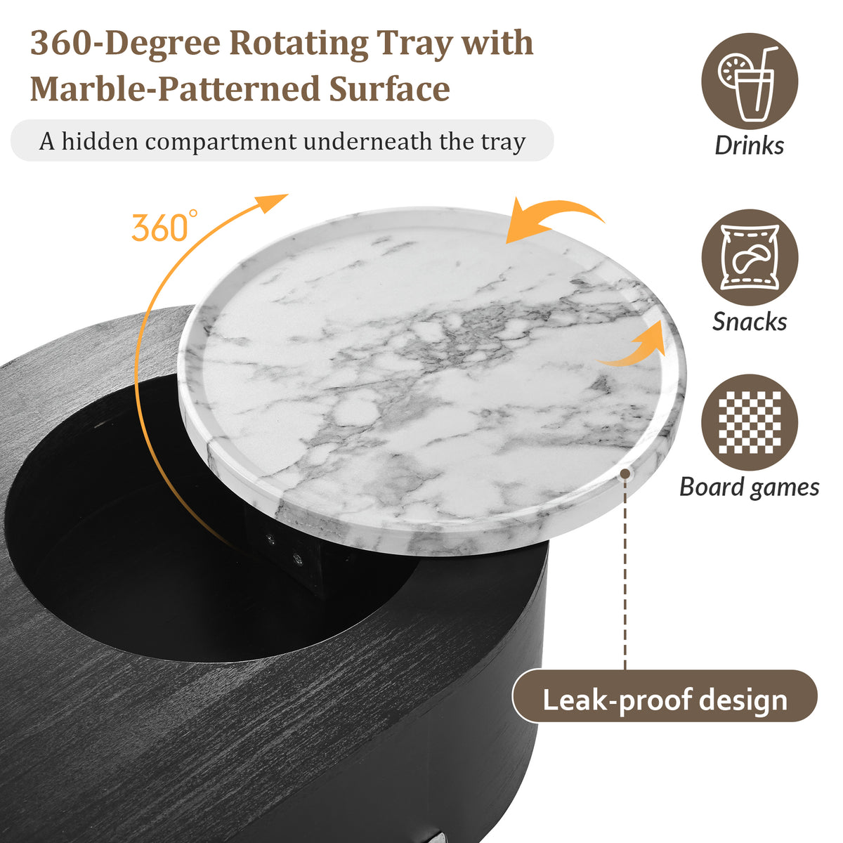 variant-group:rf-n724p228920b|Roomfitters Lift Top Oval Coffee Table with Rotating Marble Tray and Hidden Compartment, Black