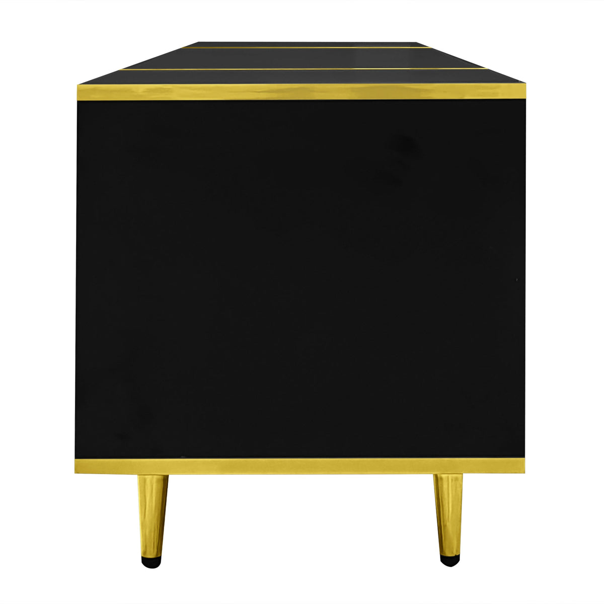 Roomfitters Modern TV Stand for up to 80 Inch TV, Entertainment Console with LED Shelves, Drawers and Cabinets, Black Roomfitters