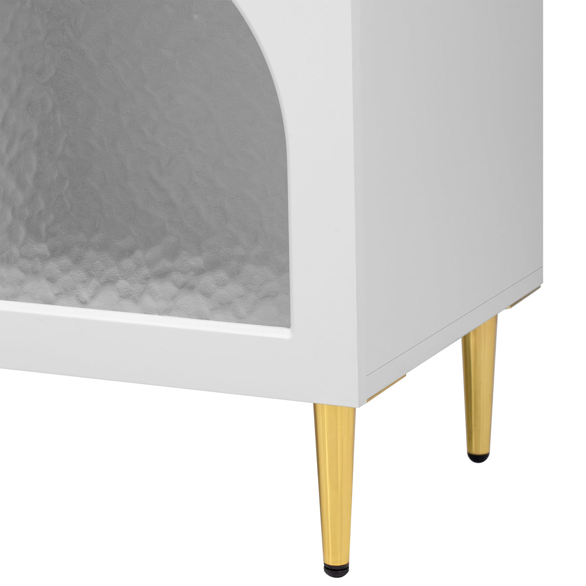 Roomfitters Retro TV Stand for up to 85 Inch TV, Media Console Cabinet with Drawers, Cabinets and Metal Legs, White Roomfitters