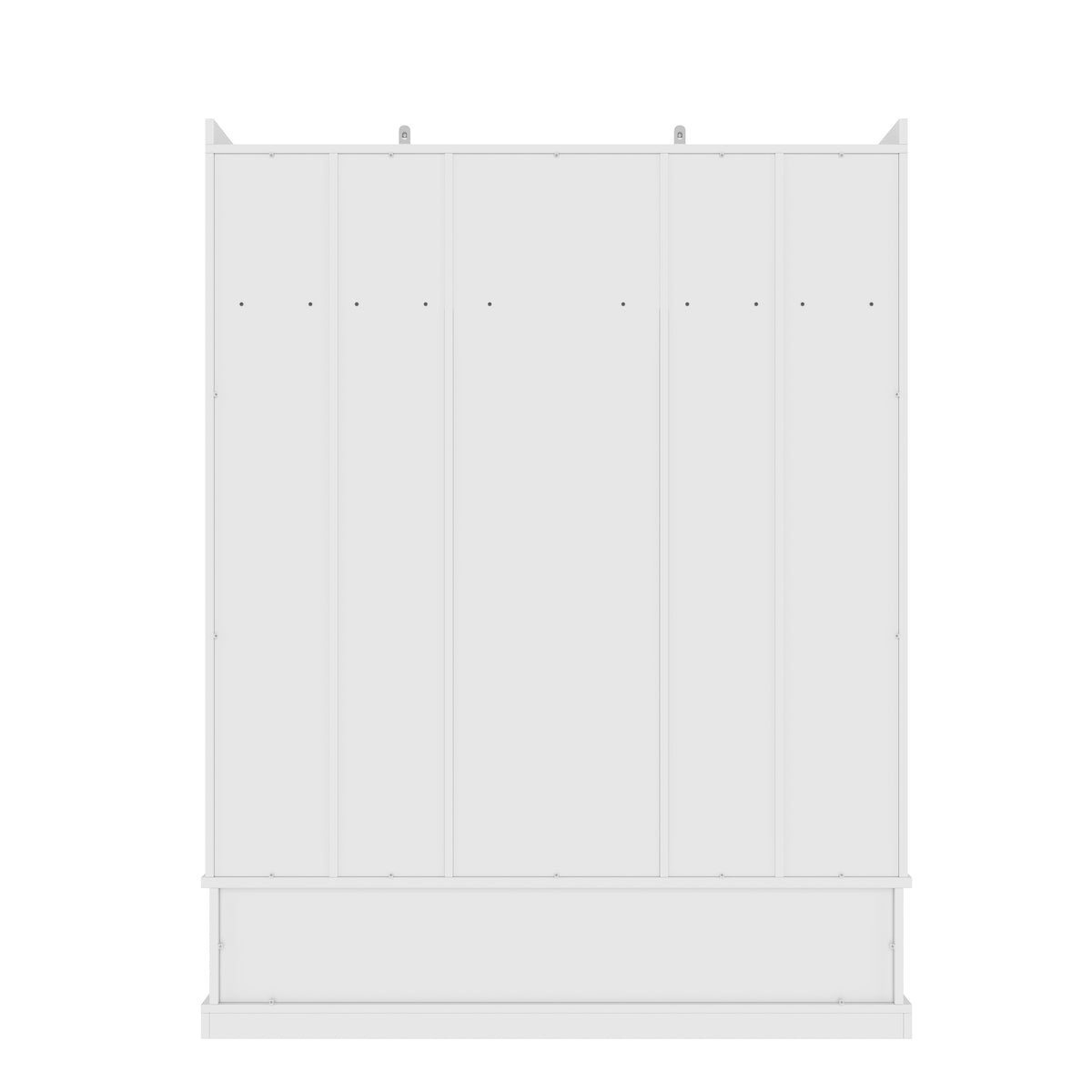 variant-group:rf-n724sj000139aak|Roomfitters 78.7" Hall Tree with Bench, 5 Cubbies, 4 Doors, 5 Drawers, Adjustable Shelves, White