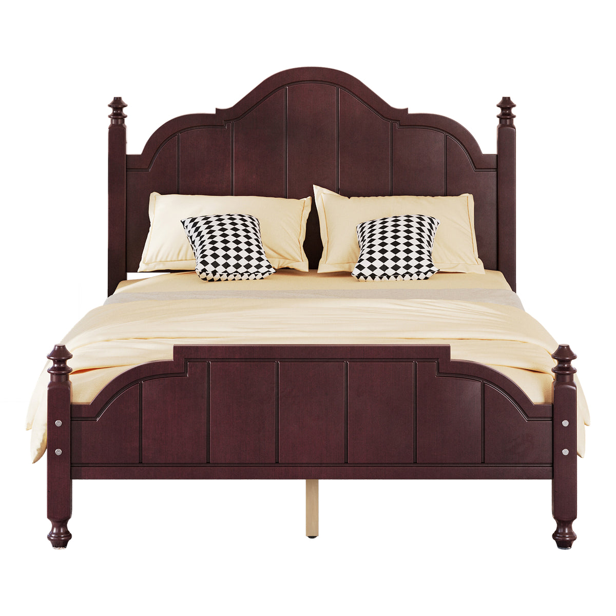 variant-group:rf-n733p360927p|Roomfitters Full Wood Platform Bed Frame with Curved Headboard, Vintage Style Slat Support, No Box Spring Required, Espresso