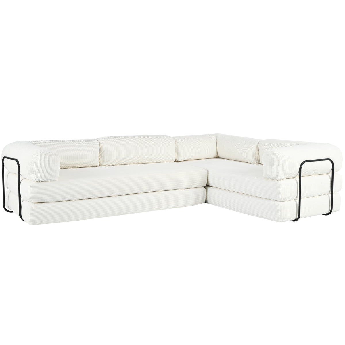 variant-group:rf-n711wy000463aaa|Roomfitters Modern L-Shaped Modular Sofa Bed, Corduroy Convertible Sleeper Sectional Couch with Industrial Metal Frame, Beige
