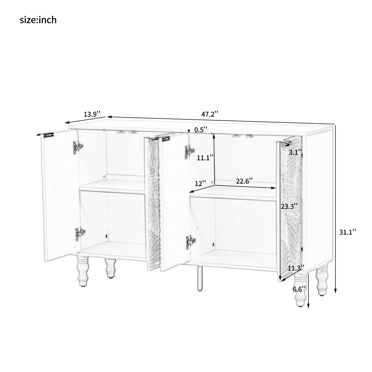 variant-group:rf-n724p233372k|Roomfitters Modern TV Stand for up to 43 Inch TV, Entertainment Console with Storage Compartments and Wood Legs, White