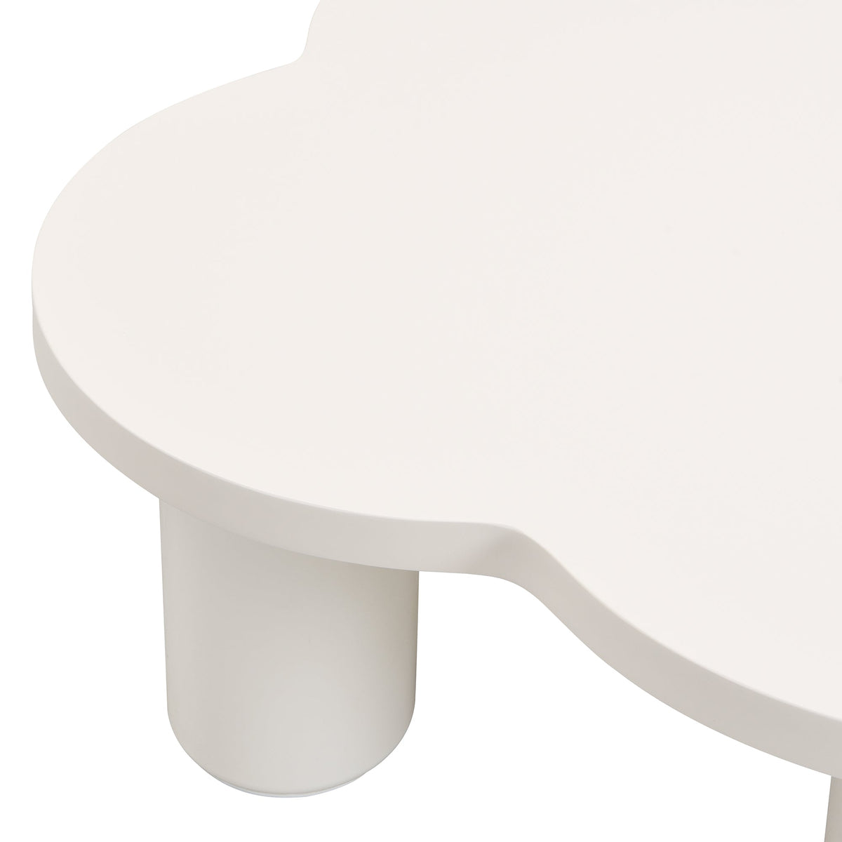 Roomfitters Modern Coffee Table Set of 2 with Irregular Shape and Glass End Table, Roman Column Legs, White Roomfitters