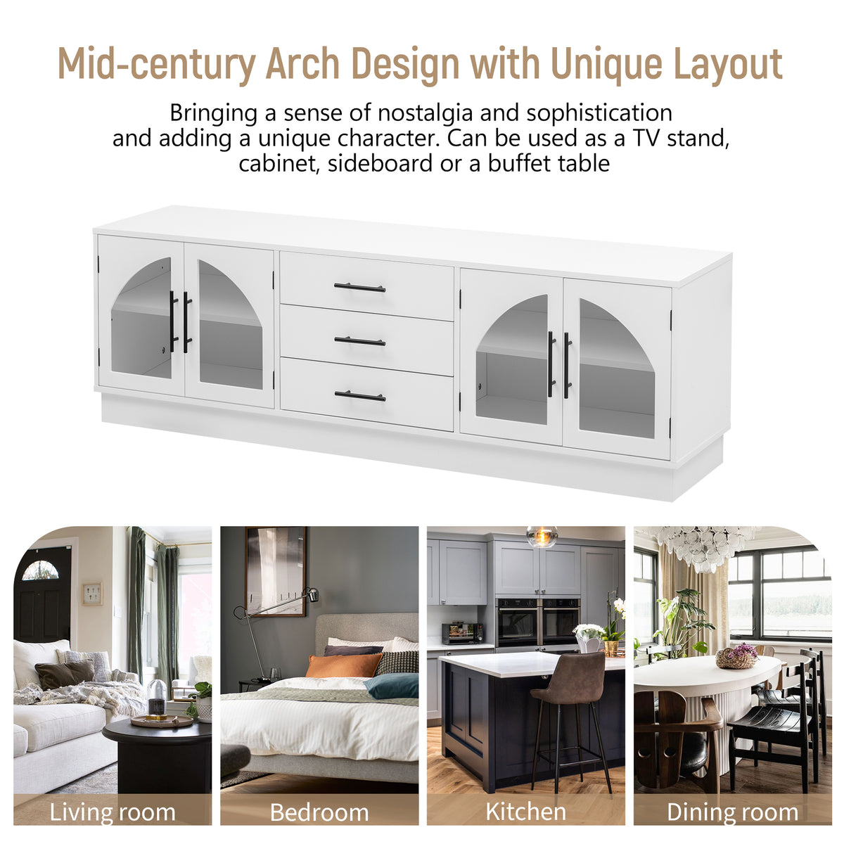 variant-group:rf-n724p284467k|Roomfitters Modern Minimalist TV Stand for up to 75 Inch TV, Entertainment Console Cabinet with Adjustable Shelves, White