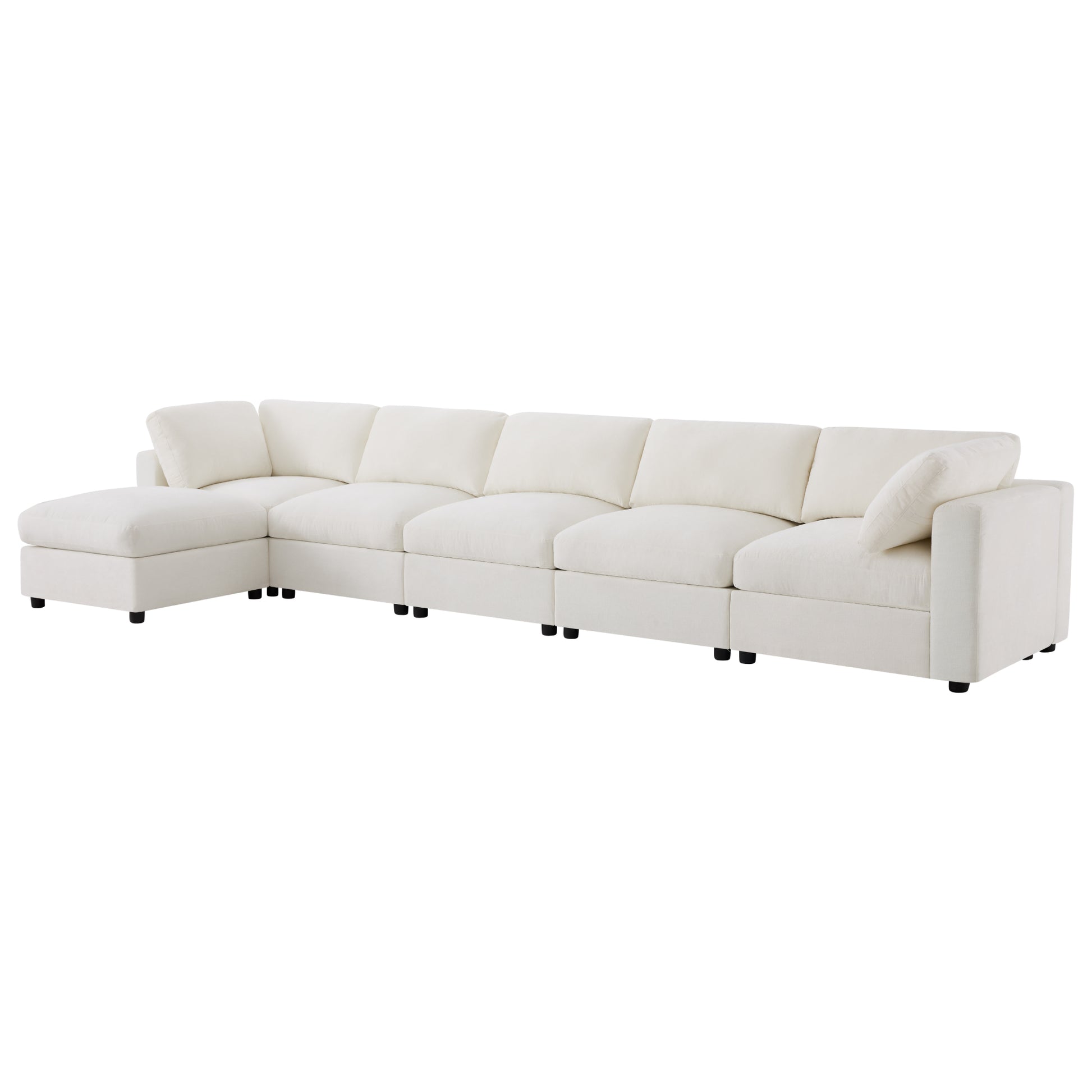 variant-group:rf-n723s9792a|Roomfitters 129 Inch Oversized U-Shaped Modular Sectional Sofa, Large Upholstered Living Room Seating Couch Furniture, White