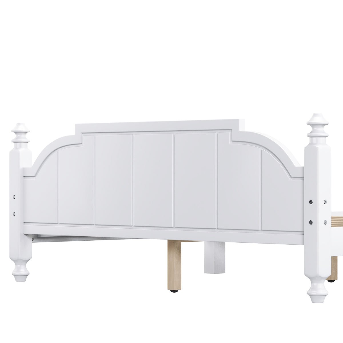 variant-group:rf-n733p360940k|Roomfitters Queen Wood Platform Bed Frame with Curved Headboard, Vintage Style Slat Support, No Box Spring Required, White