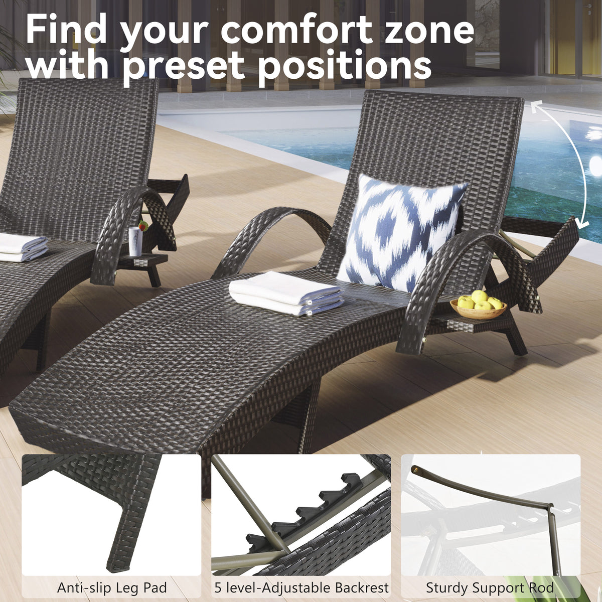 variant-group:rf-n707wf321204aad|Roomfitters 80" Outdoor Wicker Chaise Lounge Chairs, Set of 2, Reclining Patio Chairs with Pull-Out Table, Dark Brown