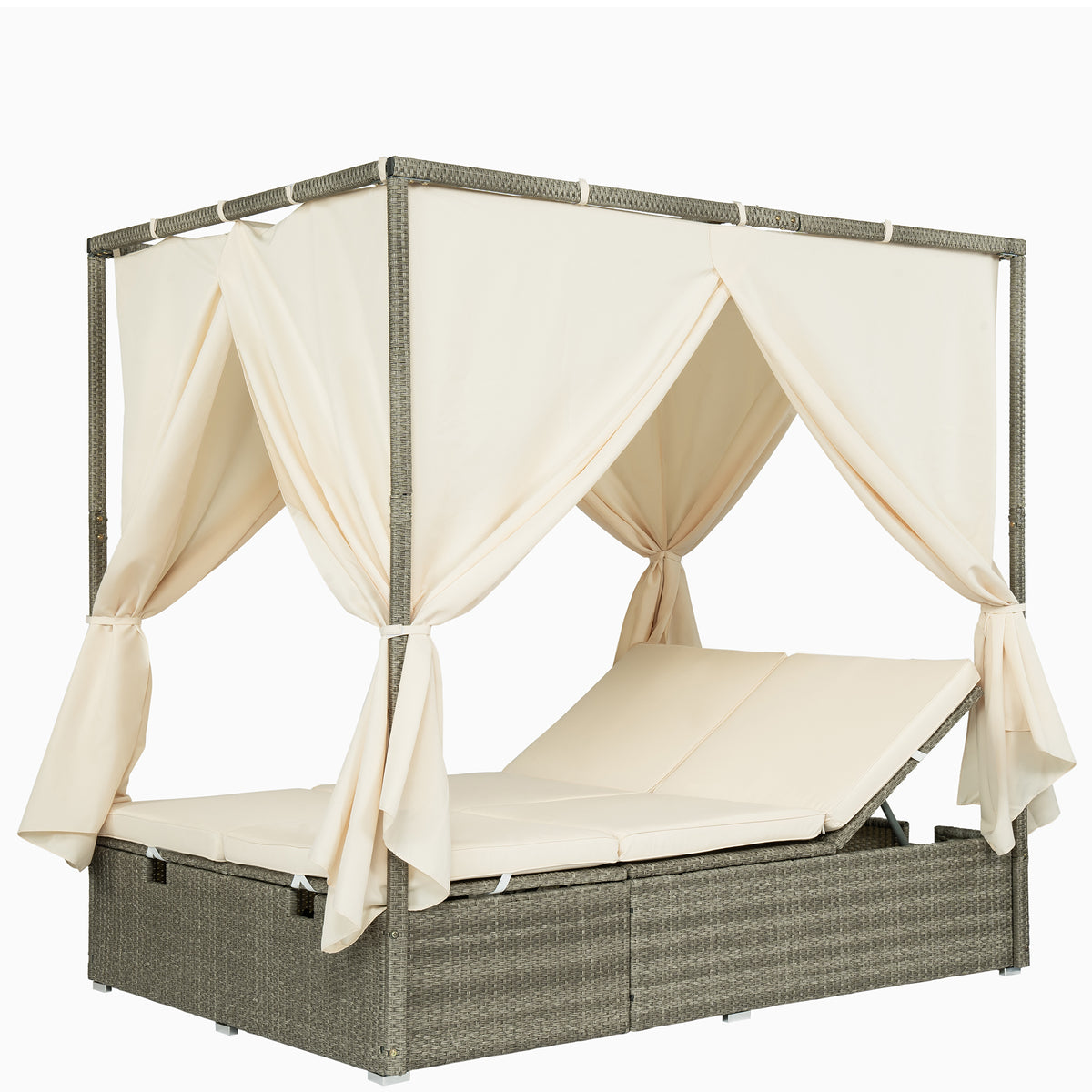 variant-group:rf-n711wy000437aaa|Roomfitters Outdoor Canopy Daybed with Cushions, Hidden Storage, Adjustable Lounge Chair, Retractable Canopy, for Patios, Beige