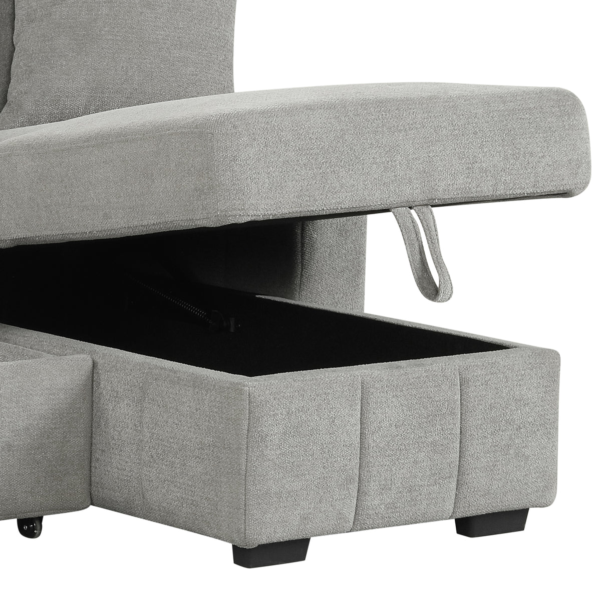 variant-group:rf-n711wy000467aae|Roomfitters 90" L-Shaped Sectional Sleeper Sofa with Storage Chaise and Pull Out Bed, Fold Down Cup Holder Table, Grey