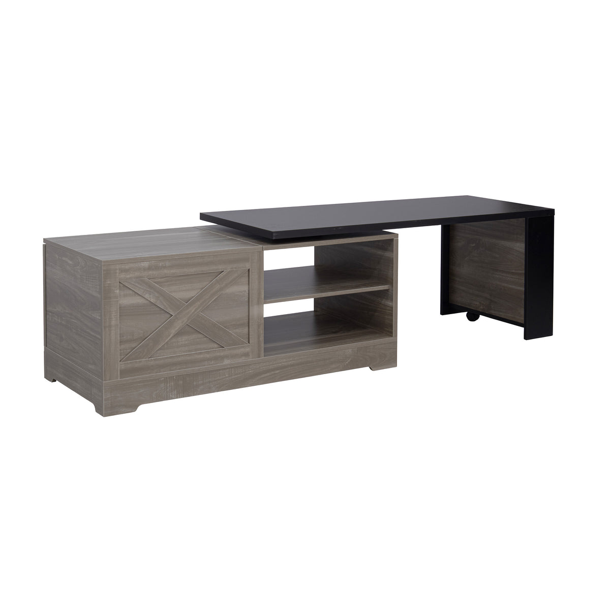 variant-group:rf-n724p351732e|Roomfitters Farmhouse Lift Top Coffee Table with Barn Doors and Outlets, Brown & Black