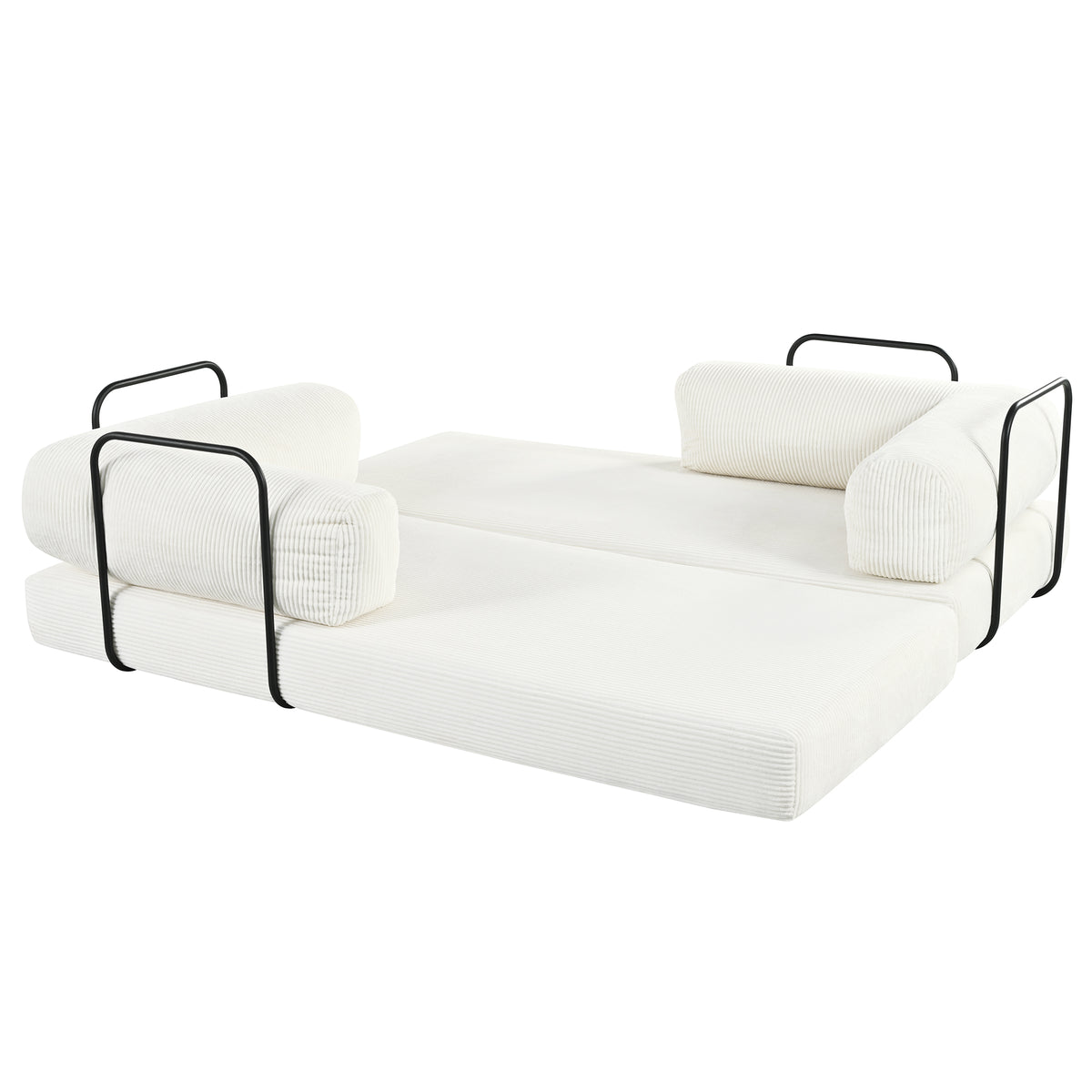 variant-group:rf-n711wy000463aaa|Roomfitters Modern L-Shaped Modular Sofa Bed, Corduroy Convertible Sleeper Sectional Couch with Industrial Metal Frame, Beige