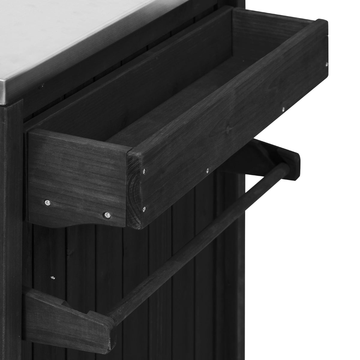 Roomfitters 66.5" Outdoor Grill Cart for Large Big Green Egg & Kamado Joe, Kitchen Island with Stainless Steel Top, Black