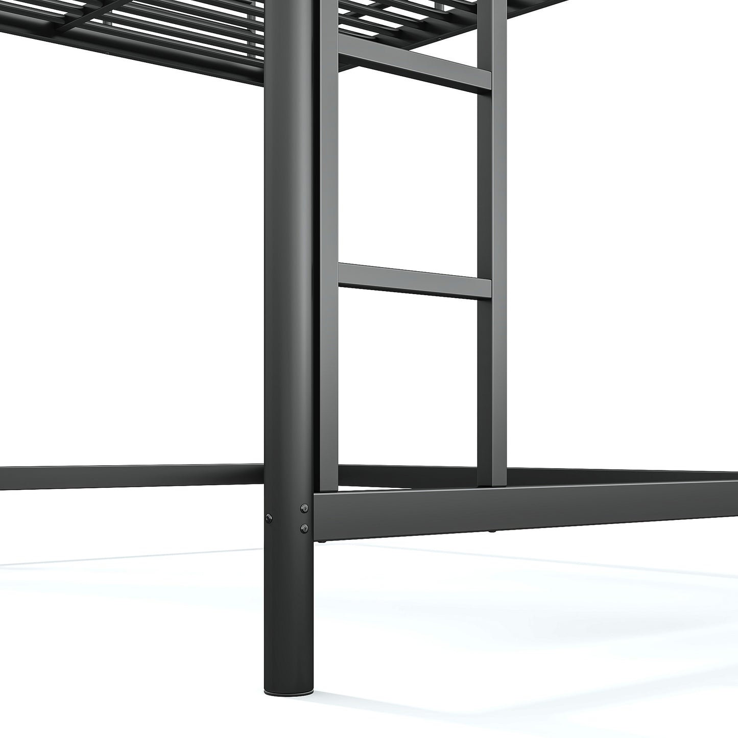 variant-group:rf-w1580p455017|Roomfitters Queen Size Metal Loft Bed Frame with Guardrails, Heavy Duty Space Saving High Loft Bed Dual Ladders, Black