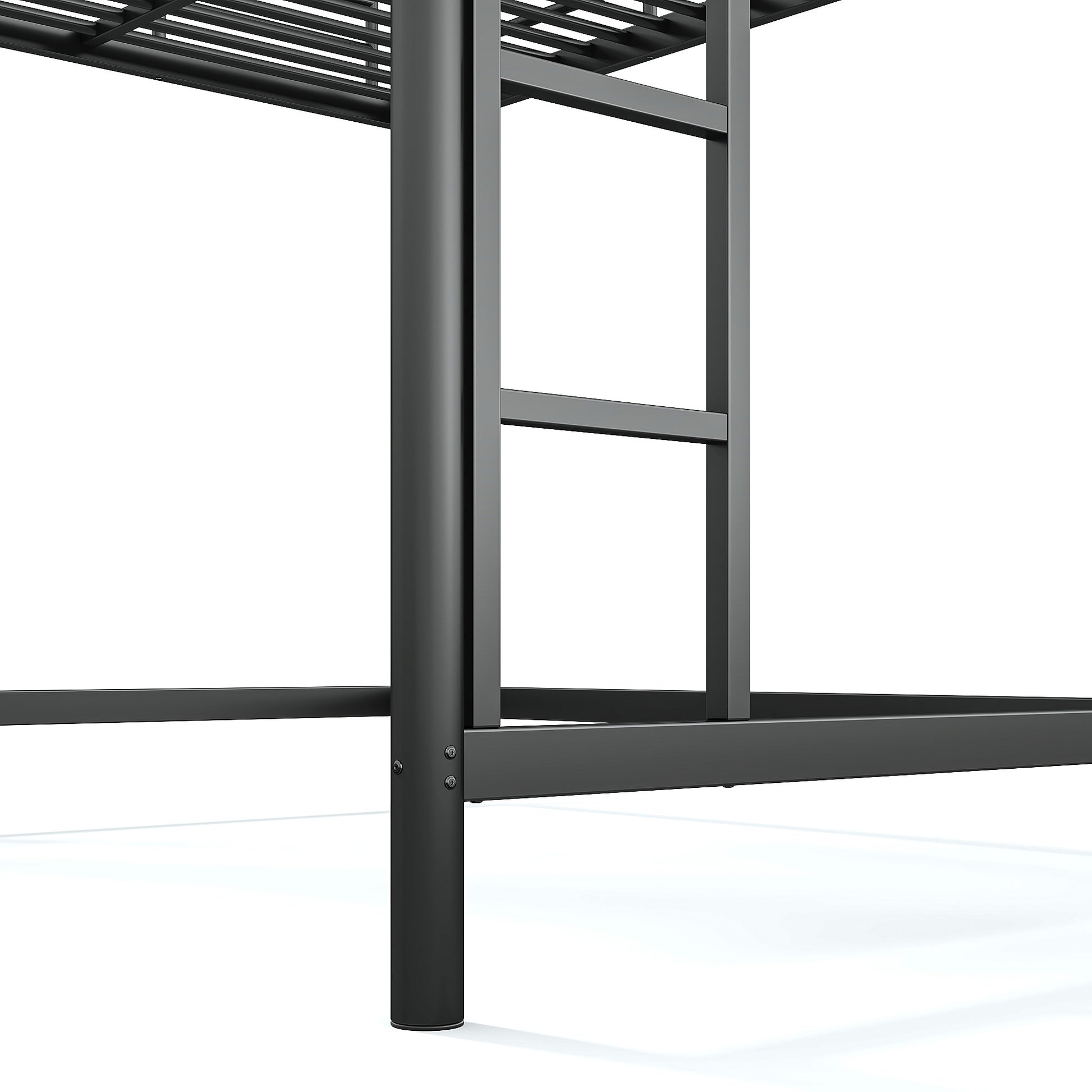 variant-group:rf-w1580p455017|Roomfitters Queen Size Metal Loft Bed Frame with Guardrails, Heavy Duty Space Saving High Loft Bed Dual Ladders, Black