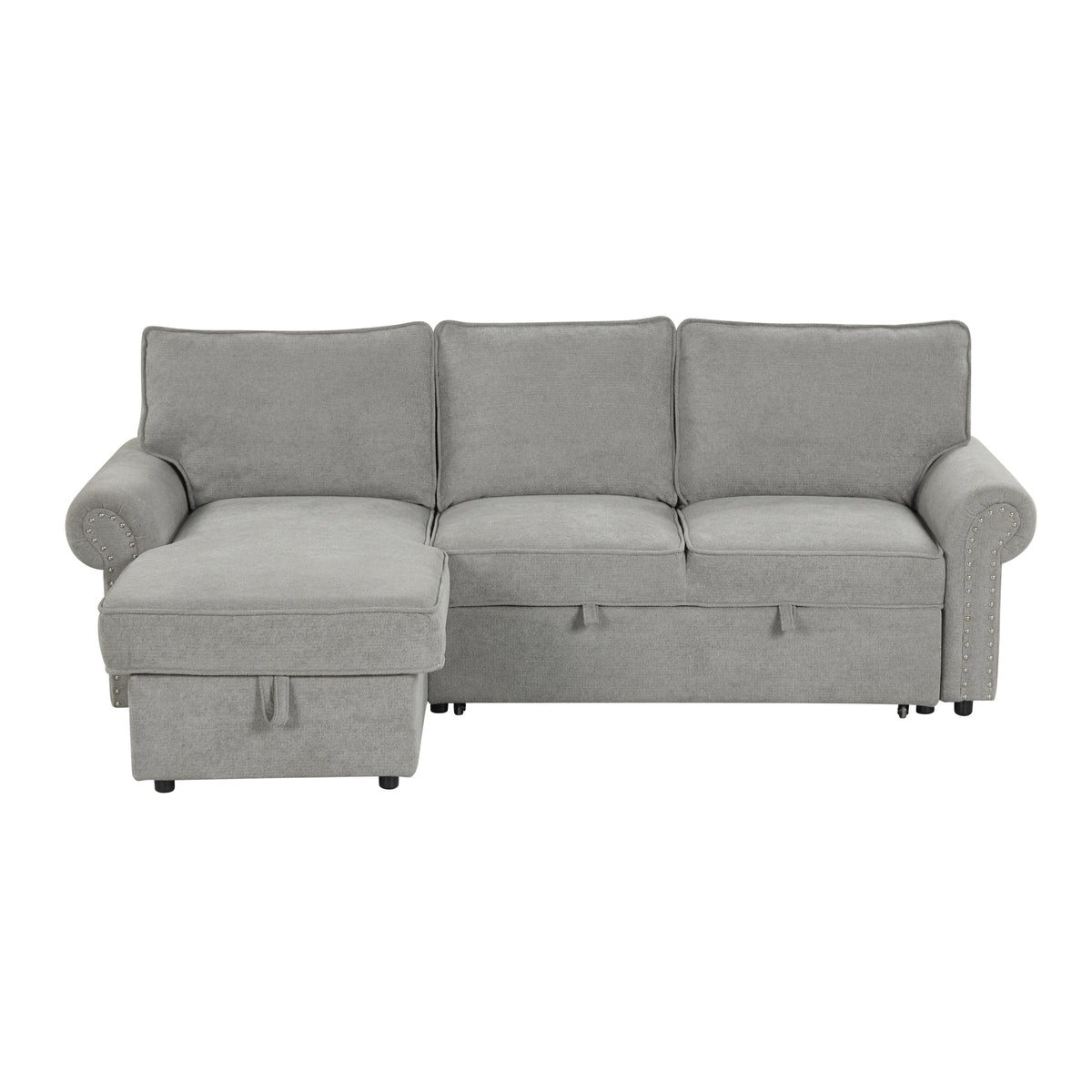 variant-group:rf-n711wy000466aae|Roomfitters 95" Convertible Sectional Sleeper Sofa L-Shaped Couch with Storage Chaise and Pull Out Bed for Living Room, Grey
