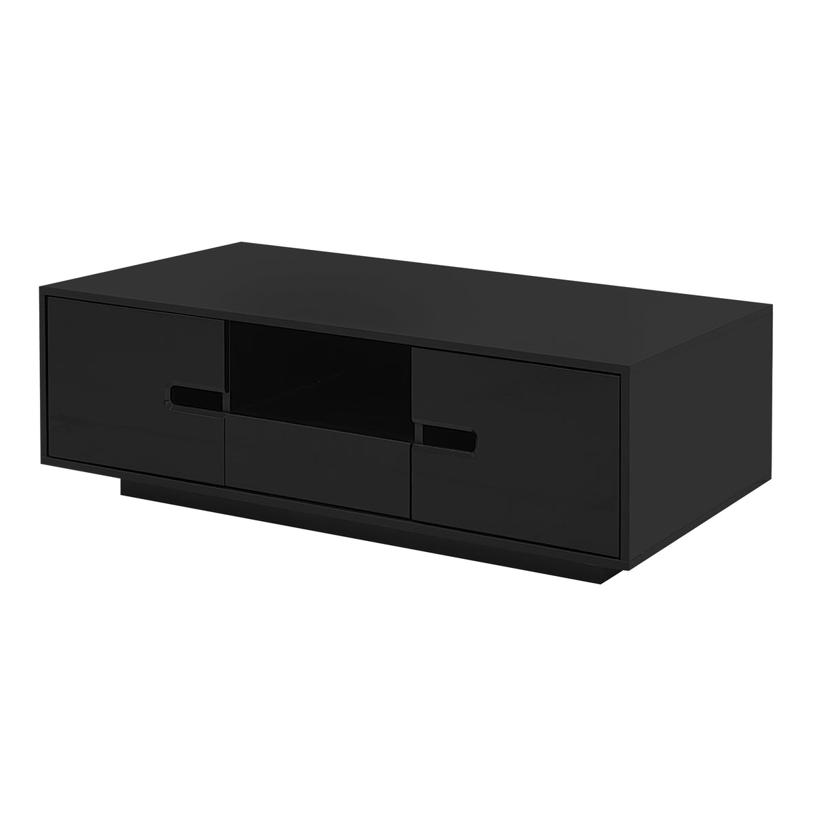 variant-group:rf-n724p294656b|Roomfitters Modern Glossy Coffee Table with Storage Space and Light Accent, Rectangle Center Table for Living Room, Black