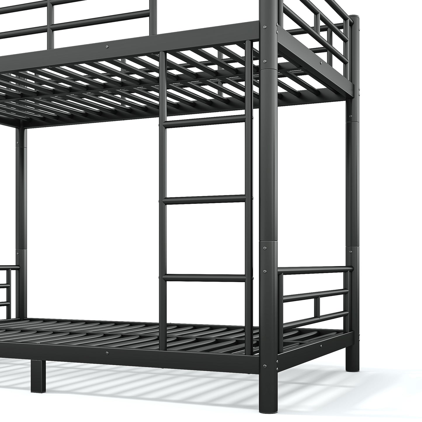 variant-group:rf-w1580p454721|Roomfitters Twin XL over Twin XL Metal Bunk Bed Frame for Teens Adults, Convertible 2 Separate Beds Round Tube, Black