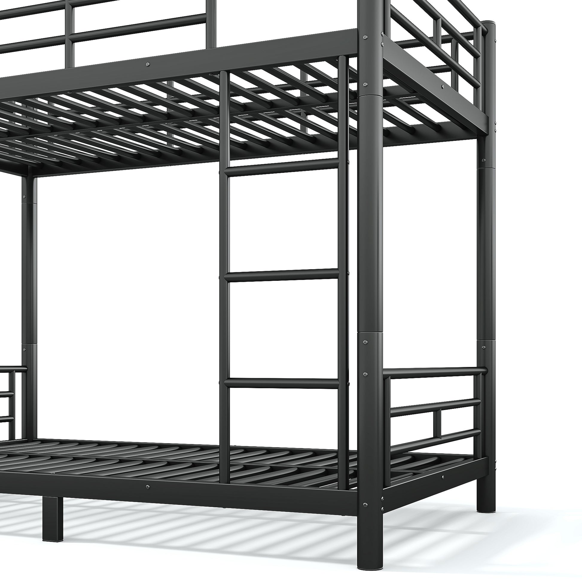 variant-group:rf-w1580p454721|Roomfitters Twin XL over Twin XL Metal Bunk Bed Frame for Teens Adults, Convertible 2 Separate Beds Round Tube, Black