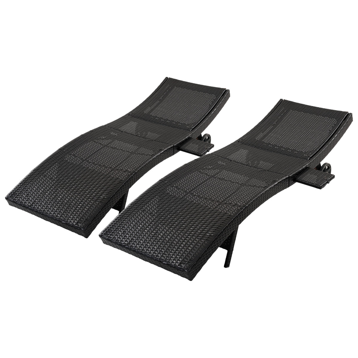 variant-group:rf-n707p395515d|Roomfitters 80"W Patio Chaise Lounge Chairs Set of 2 with Wheels, Folding Table, Adjustable Rattan Loungers, Black & Brown