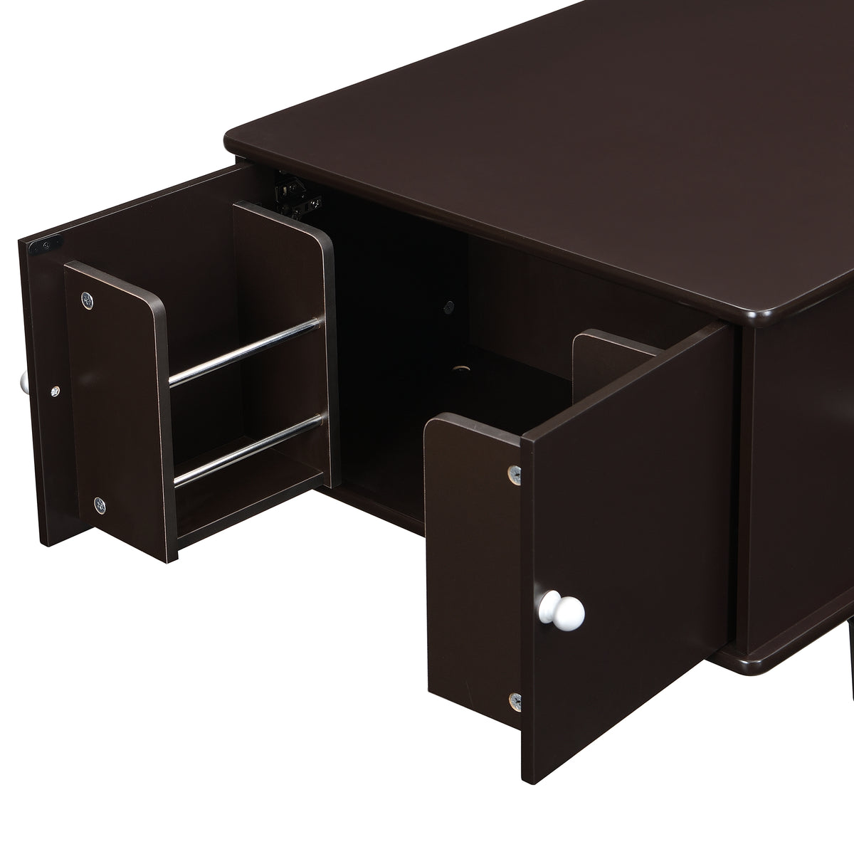 variant-group:rf-n724p286418d|Roomfitters Modern Rectangle Coffee Table with 4 Drawers and Hidden Side Storage, Solid Wood Legs, Brown