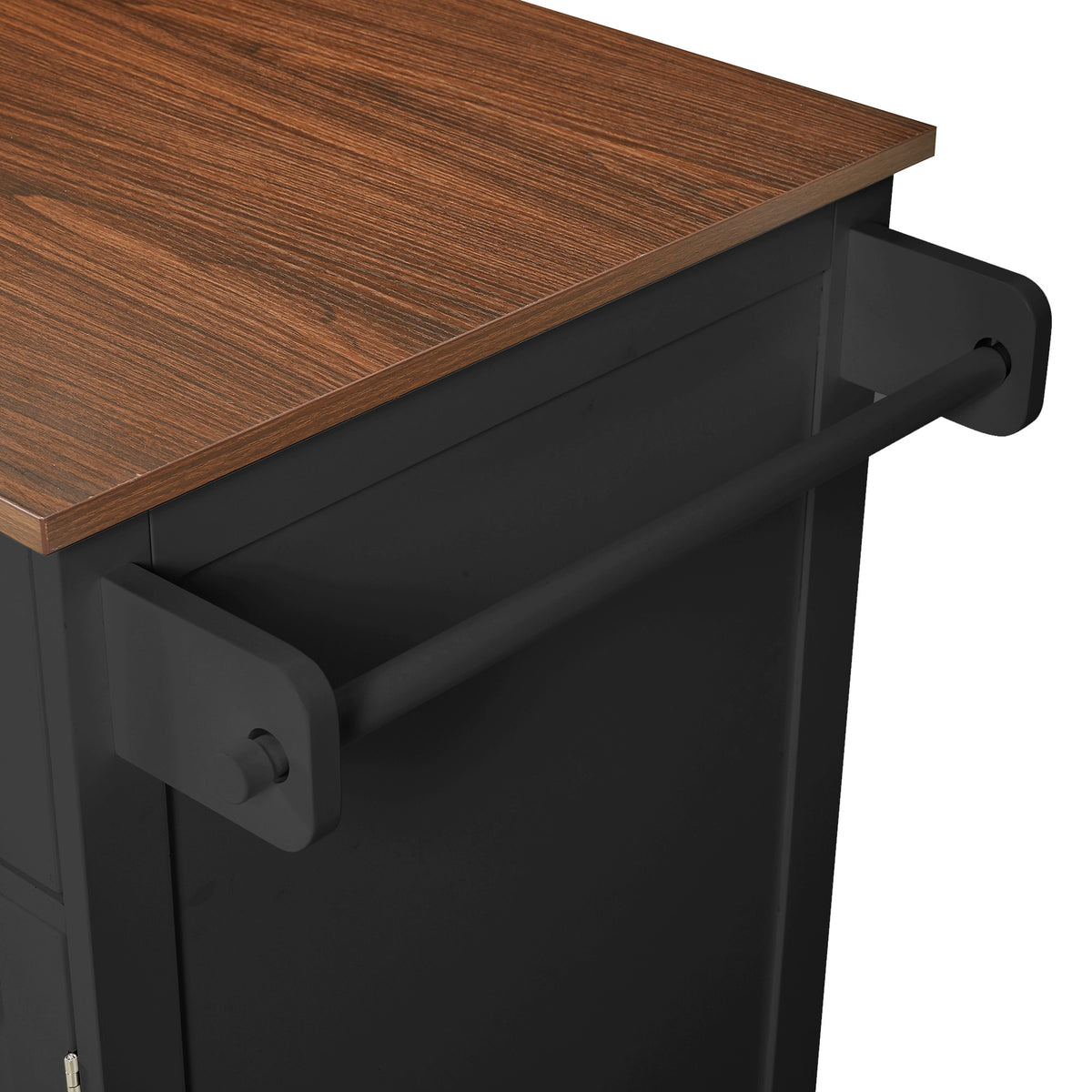 variant-group:rf-n707p404539b|Roomfitters 39.3" Kitchen Island with Drop Leaf, Rolling Kitchen Cart with Storage Drawer and Spice Rack, Modern Style, Black
