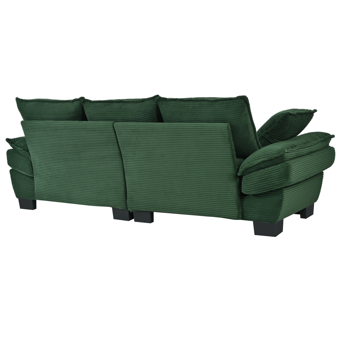 variant-group:rf-n711p192059c|Roomfitters 85.4" Modern Curved Sofa, Back Upholstered Couch with 2 Decorative Throw Pillows, Corduroy Fabric Couch for Living Room, Bedroom, Apartment, Dark Green