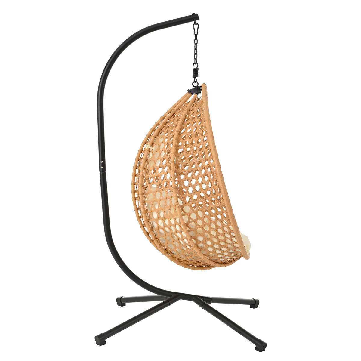 variant-group:rf-n711p255131q|Roomfitters Hanging Egg Chair with Stand, Rattan Wicker Swing Chair with Cushion for Indoor Outdoor Patio Balcony, Beige