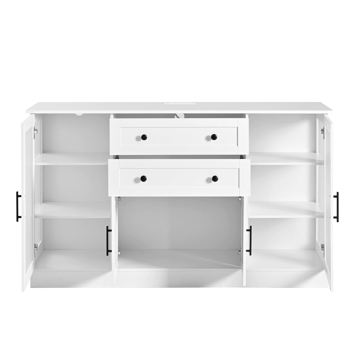variant-group:rf-n711p437648k|Roomfitters Contemporary White Melamine MDF Buffet Sideboard Storage Cabinet Acrylic Doors Dining Room Kitchen Console