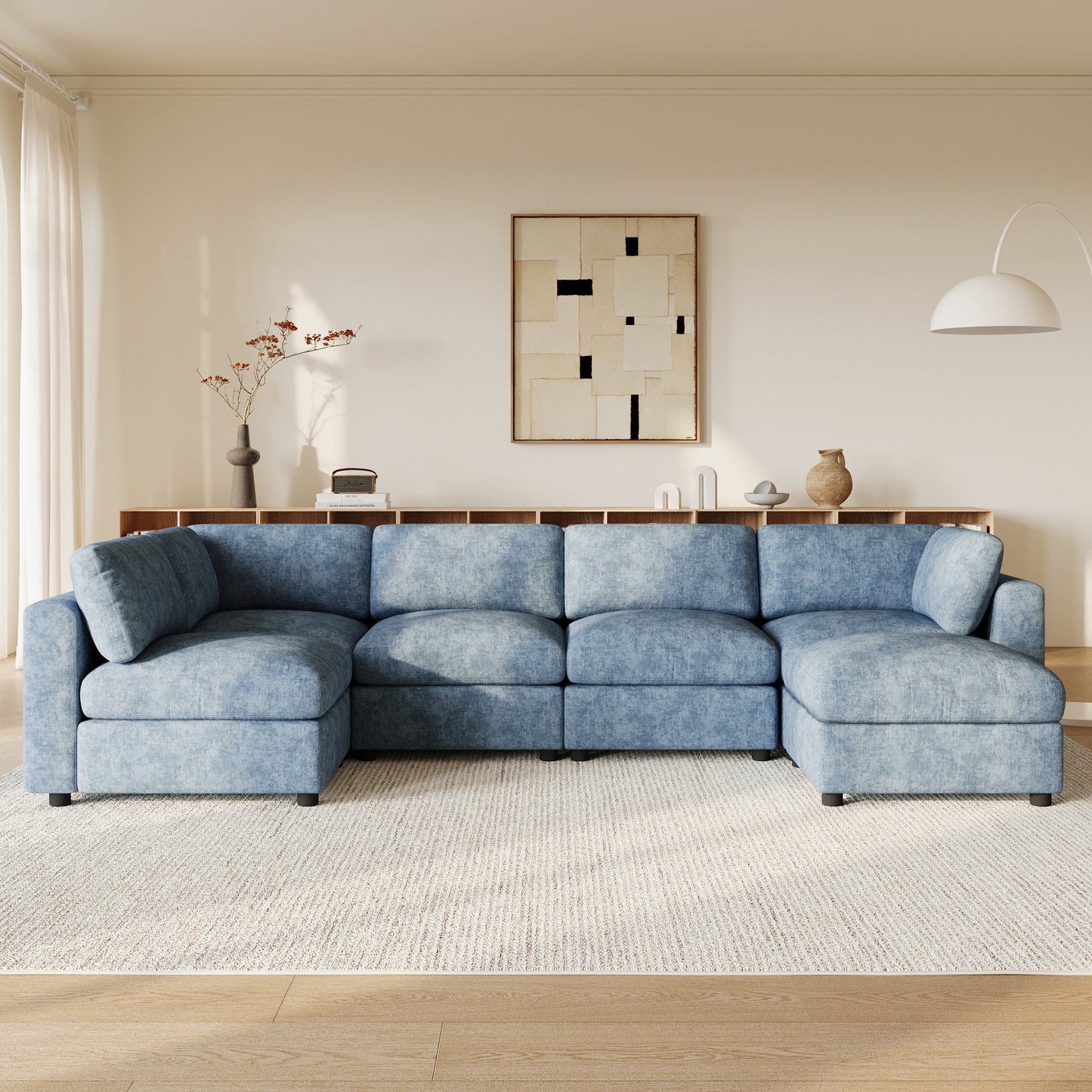 variant-group:rf-n723s9792k|Roomfitters 129 Inch Oversized U-Shaped Modular Sectional Sofa, Large Upholstered Living Room Seating Couch Furniture, Blue