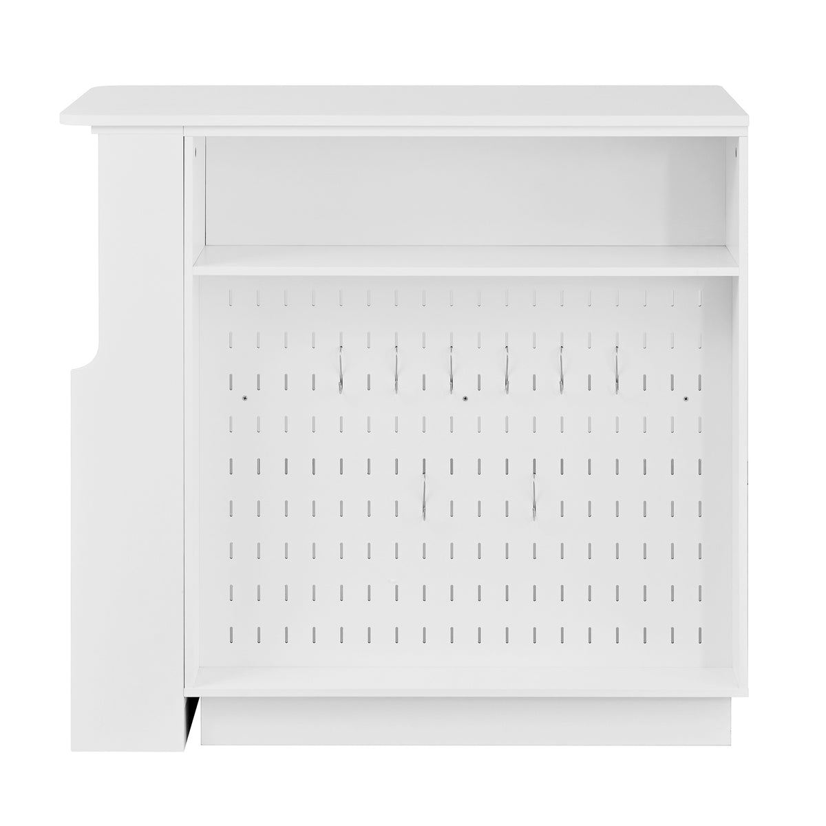 variant-group:rf-n711p437809k|Roomfitters White MDF Counter Height Kitchen Island Sideboard Cabinet, Extendable Table, Acrylic Sliding Doors