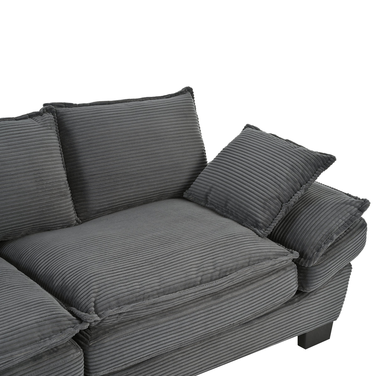 variant-group:rf-n711p192059e|Roomfitters 85.4" Modern Curved Sofa, Back Upholstered Couch with 2 Decorative Throw Pillows, Corduroy Fabric Couch for Living Room, Bedroom, Apartment, Gray