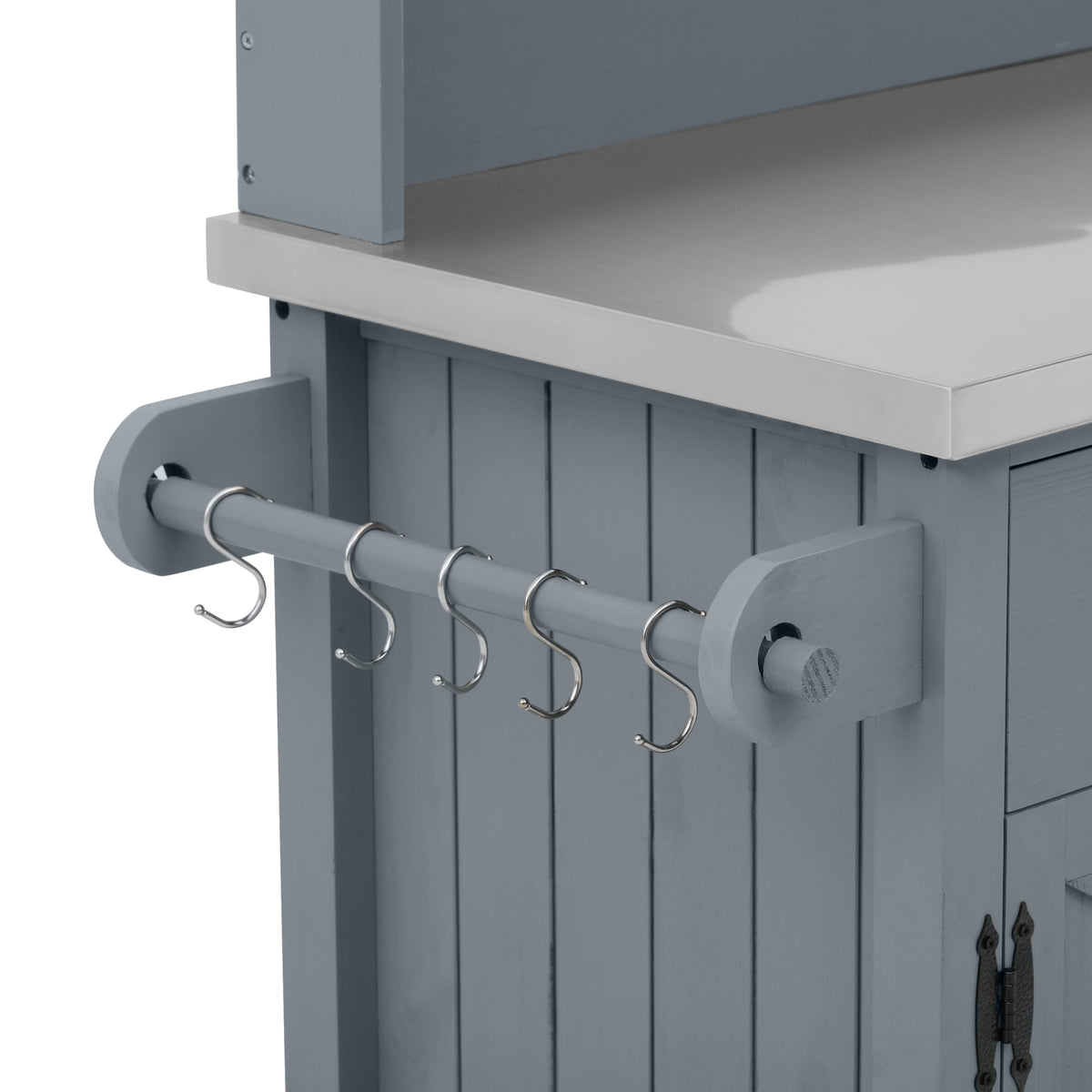 variant-group:rf-n707p409087g|Roomfitters 54.1" Grill Cart, Outdoor Kitchen Prep Station with Stainless Steel Top and Propane Tank Storage, Grey+Blue