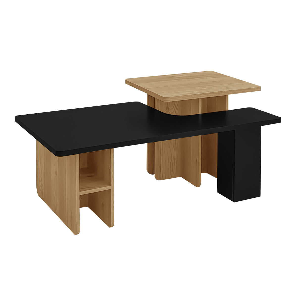 variant-group:rf-n724p294661b|Roomfitters Farmhouse Nesting Coffee Table Set of 2, Rectangle Wood Finish Accent Tables for Living Room and Sofa Side, Black