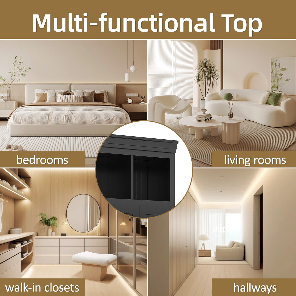 variant-group:rf-n724sj000139aab|Roomfitters 78.7" Hall Tree with Bench, 5 Cubbies, 4 Doors, 5 Drawers, Adjustable Shelves, Black