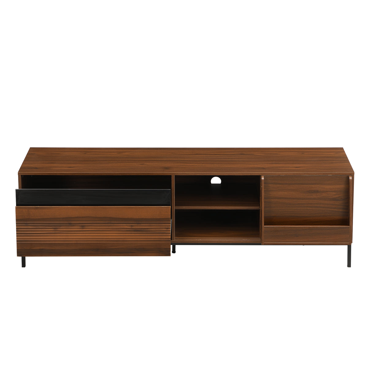 variant-group:rf-n724p360370d|Roomfitters Mid-Century Modern 70" TV Stand Console with Sliding Doors, Brown